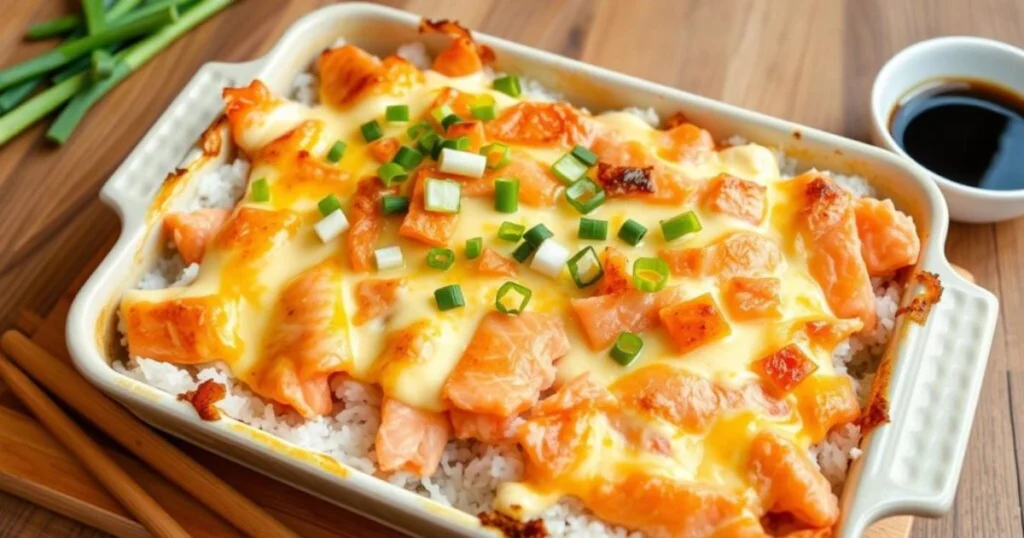 salmon sushi bake